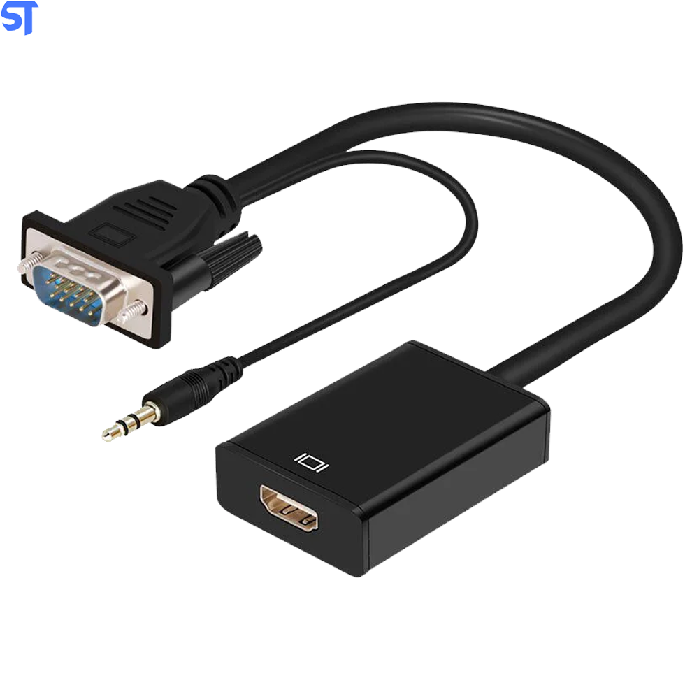 Cabo Conversor Vga para Hdmi Com Áudio e Vídeo 1080p Banhado a Ouro