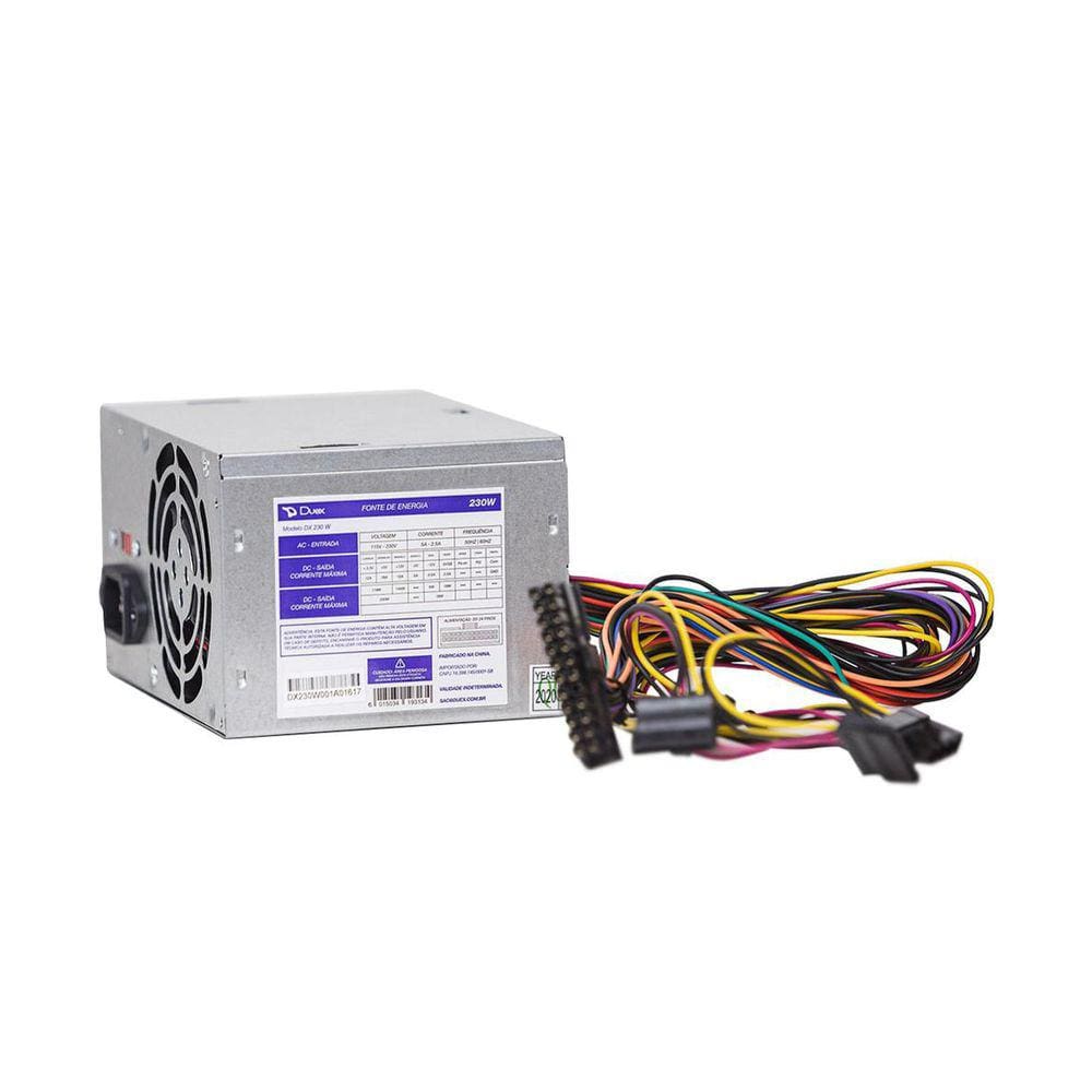 Fonte De Alimentação DX 230W PC Bivolt Conector 1 IDE 3 SATA