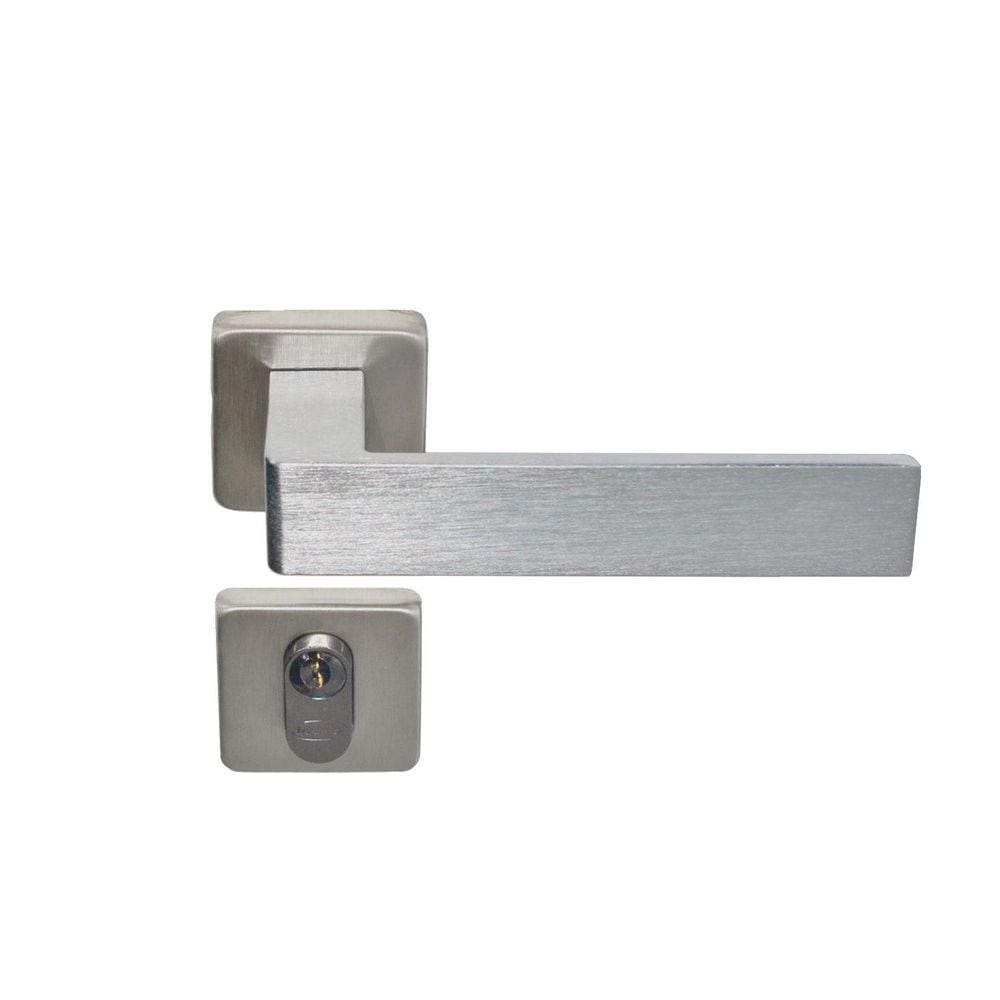 Fechadura Externa Imab Tess Roseta Quadrada Escovada 40Mm