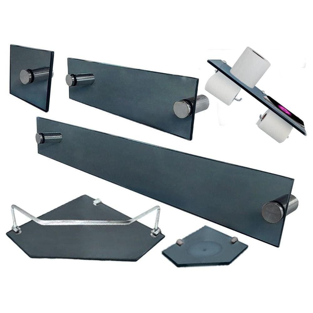 Kit Para Banheiro Premium Max Diamante Fumê (6 Peças)