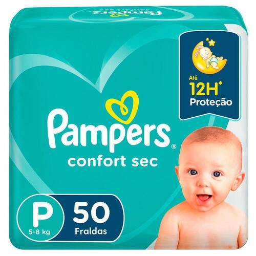 Fraldas Infantis Pampers Confort Sec MEGA Descartável Tamanho P - 50 Unidades Menor preço em Fraldas Infantis Pampers Confort Sec MEGA Descartável Tamanho P - 50 Unidades