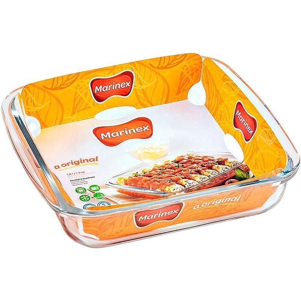 Assadeira De Vidro Marinex Quadrada 1,8L