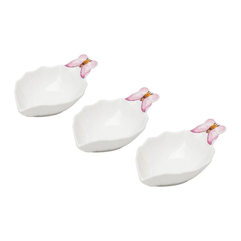 Conjunto 3 Bowls Porcelana Borboletas 13X7X3Cm - Wolff