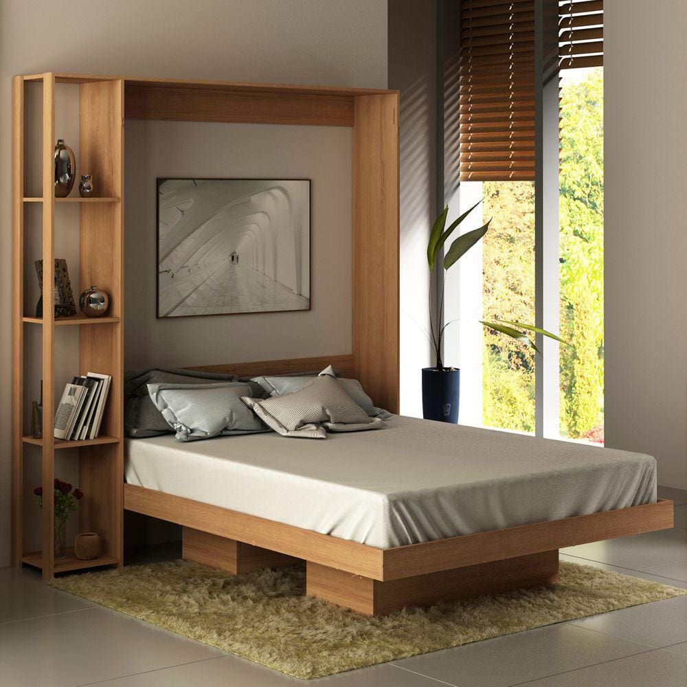 Cama De Casal Articulável 4 Prateleiras Amêndoa Cm8014 - Tecno Mobili
