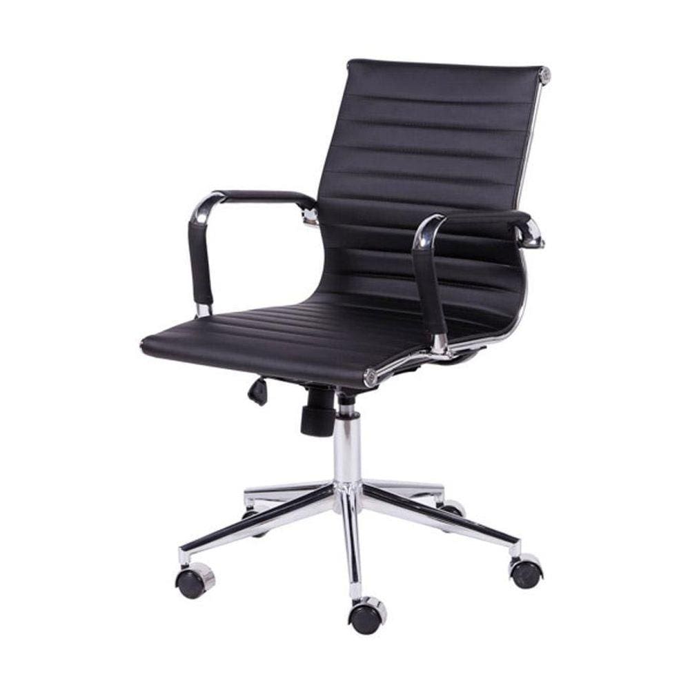 Cadeira Boxbit Eames Office Esteirinha Base Em Rodízio Preta