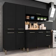 Armário De Cozinha Tieli 3 Peças Preto Fosco - Móveis Arapongas