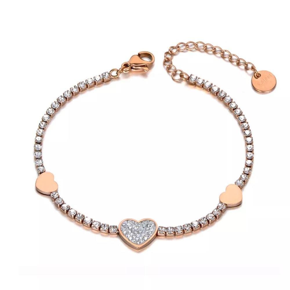 Pulseira Bracelete Feminino Amore Banhado Ouro 18k Coração