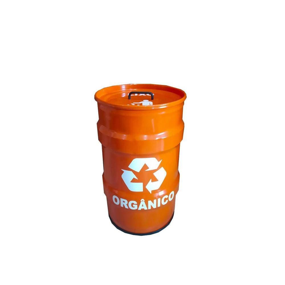 Lixeira Metalica Tambor Reciclagem Organico Tonel 50Lt
