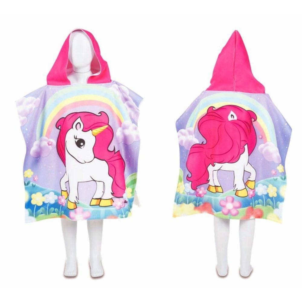 Toalha Poncho De Praia Piscina Infantil Com Capuz Unicórnio