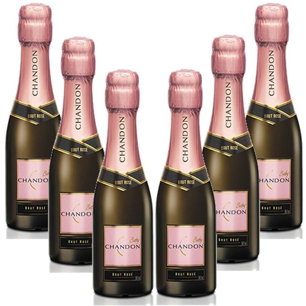 Kit 06 Unidades Mini Espumante Chandon Baby Brut Rosé 187Ml