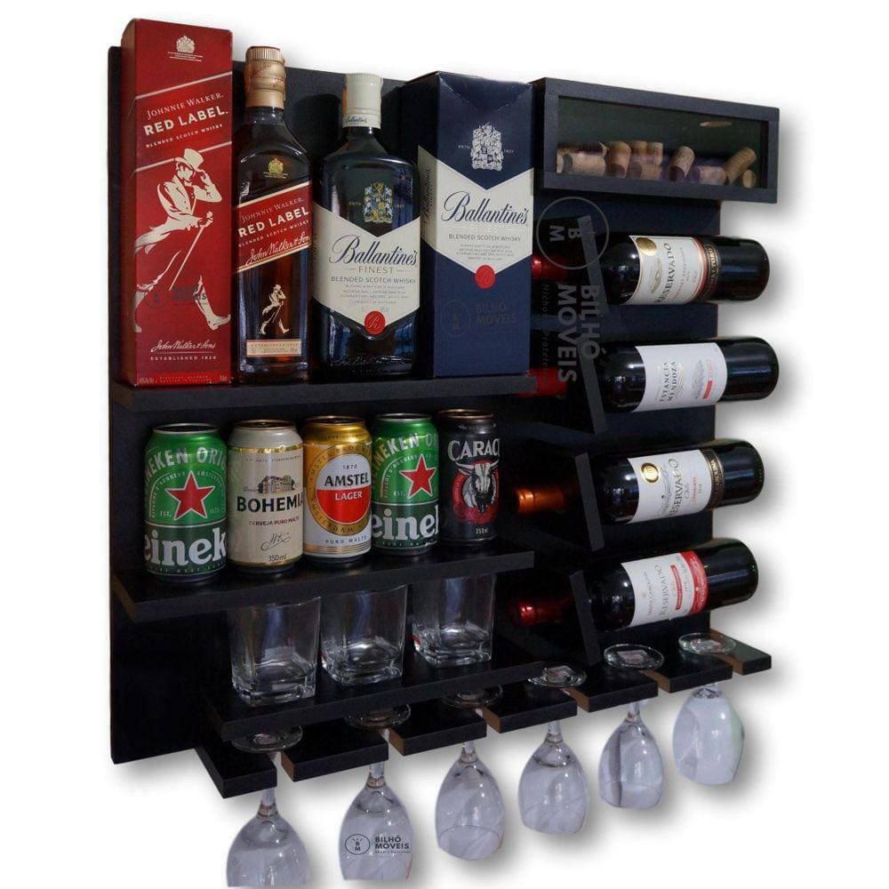 Barzinho Prateleira Suspensa Bebidas Para Sala Área Gourmet