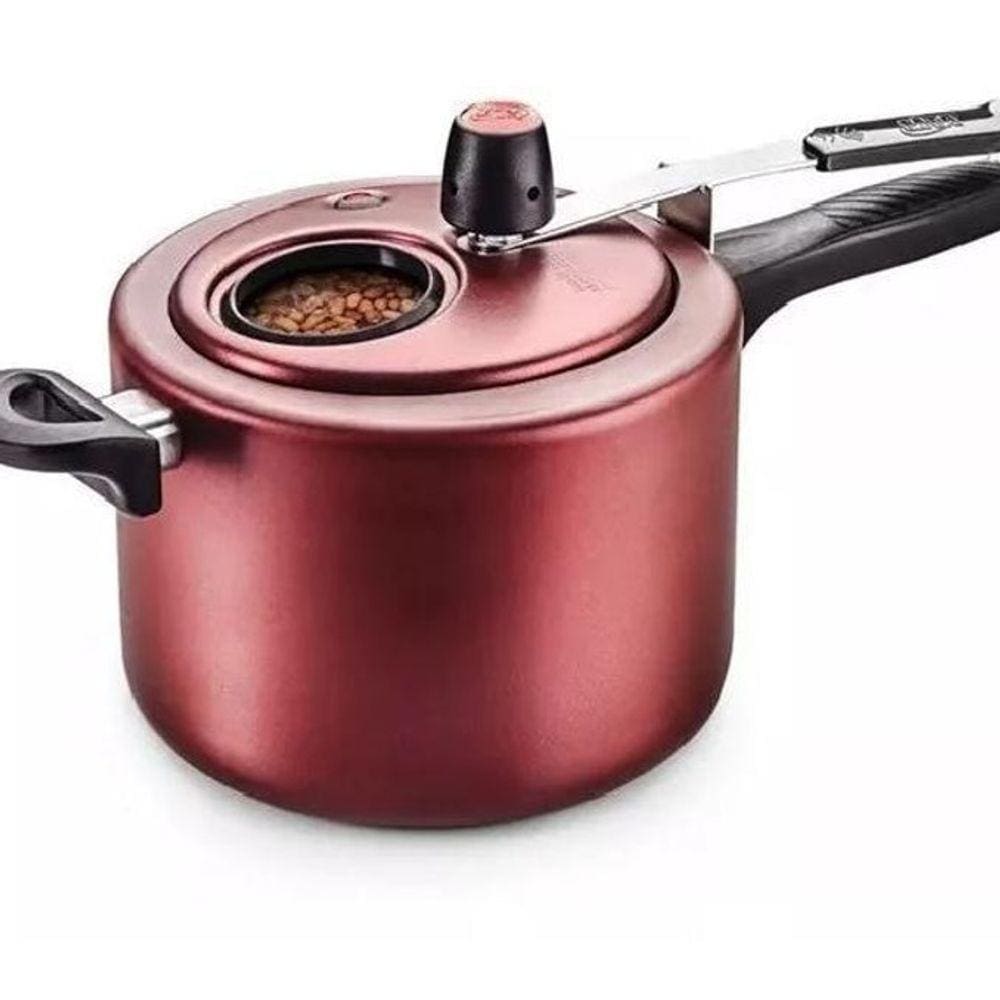 Panela De Pressão Cor Cereja 4,5Litros Com Visor Mta