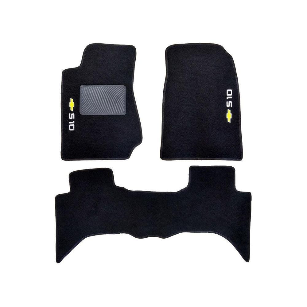 Tapete De Carpete Para Chevrolet S10 2013 Até 2019 Preto
