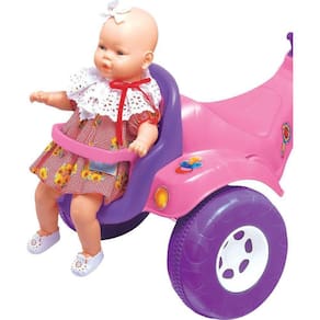 Triciclo Infantil Menina Velotrol Tico Tico Festa Rosa Com Aro E Cestinha