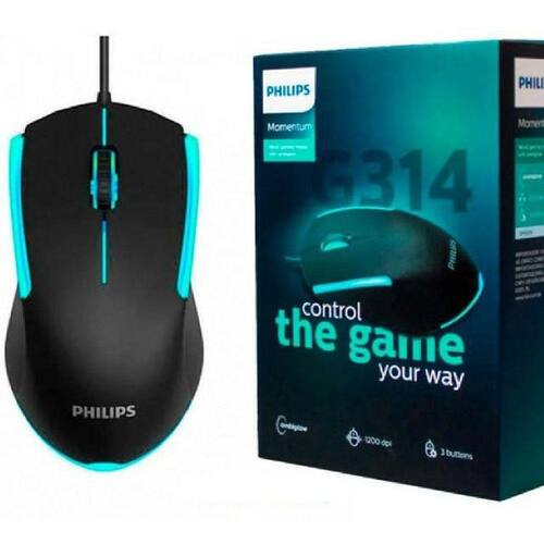 Mouse Gamer Philips - G314 Com Fio 1200Dpi 3 Botões