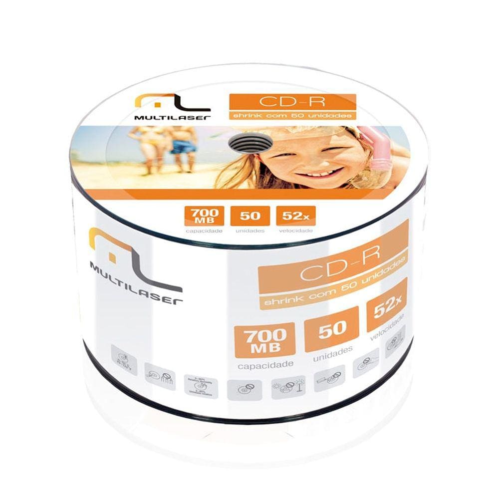 CD-R 52X 700MB Imprimivel Printable Multilaser - CD052