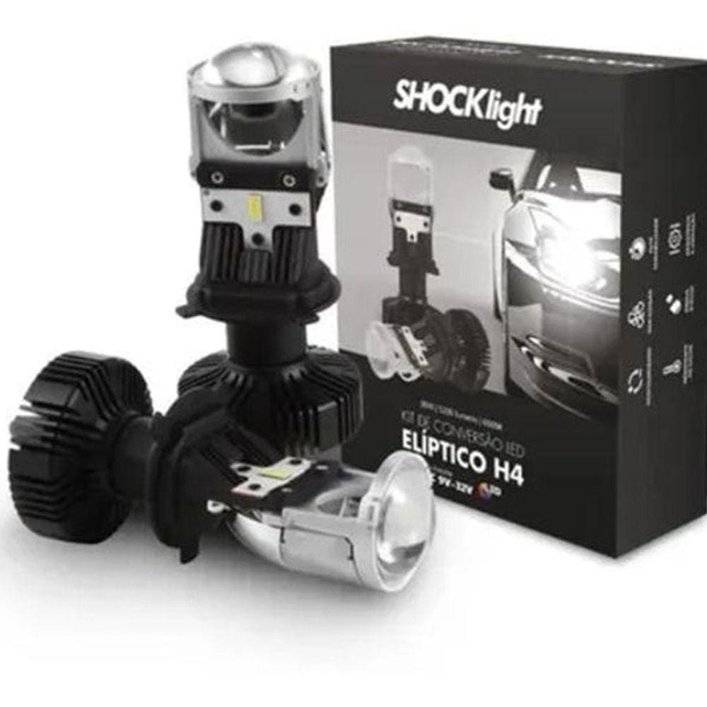 Lâmpada De Led H4 Mini Projetor Canhão Eliptico Shocklight