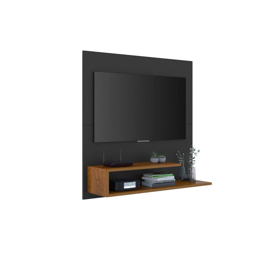 Painel Para Tv 32P Orlando Preto/Freijó Sala/Quarto Decor