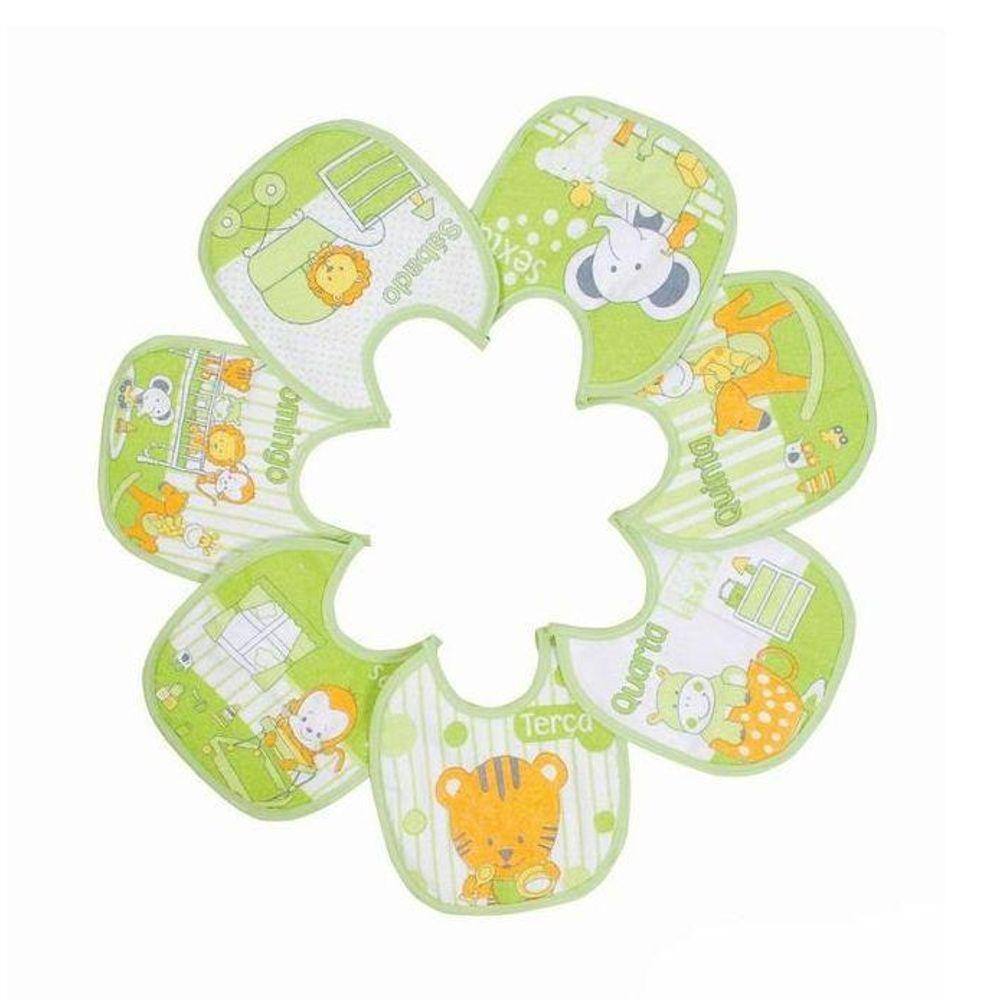 Kit Babador Semaninha Felpudo Verde 7 Peças - Papi
