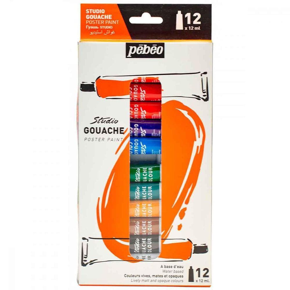 Tinta Guache Pebeo Studio Poster Paint 12 Cores De 12Ml