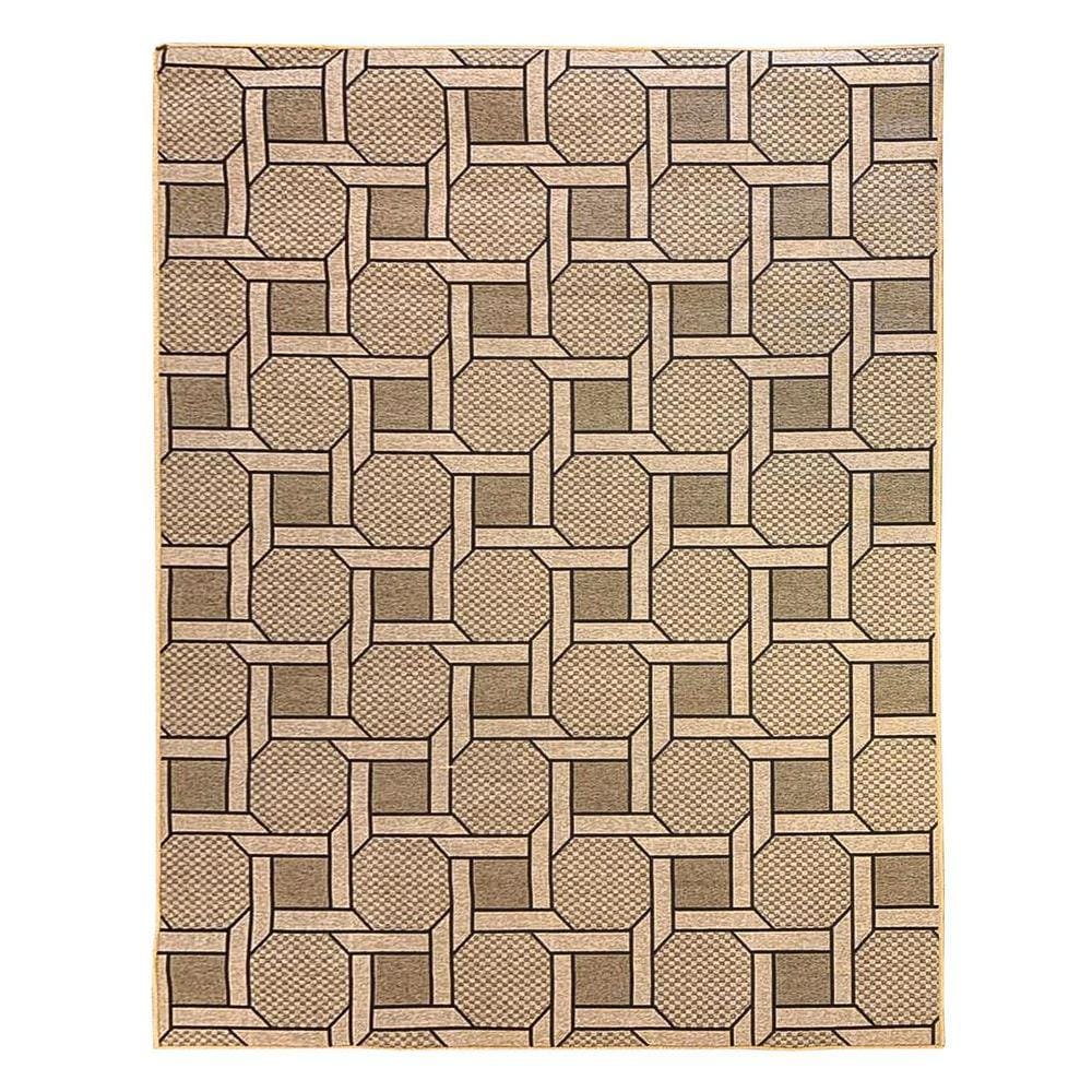 Tapete Sala Moderno Geometrico Corrente 100X150 Cm Bege 72
