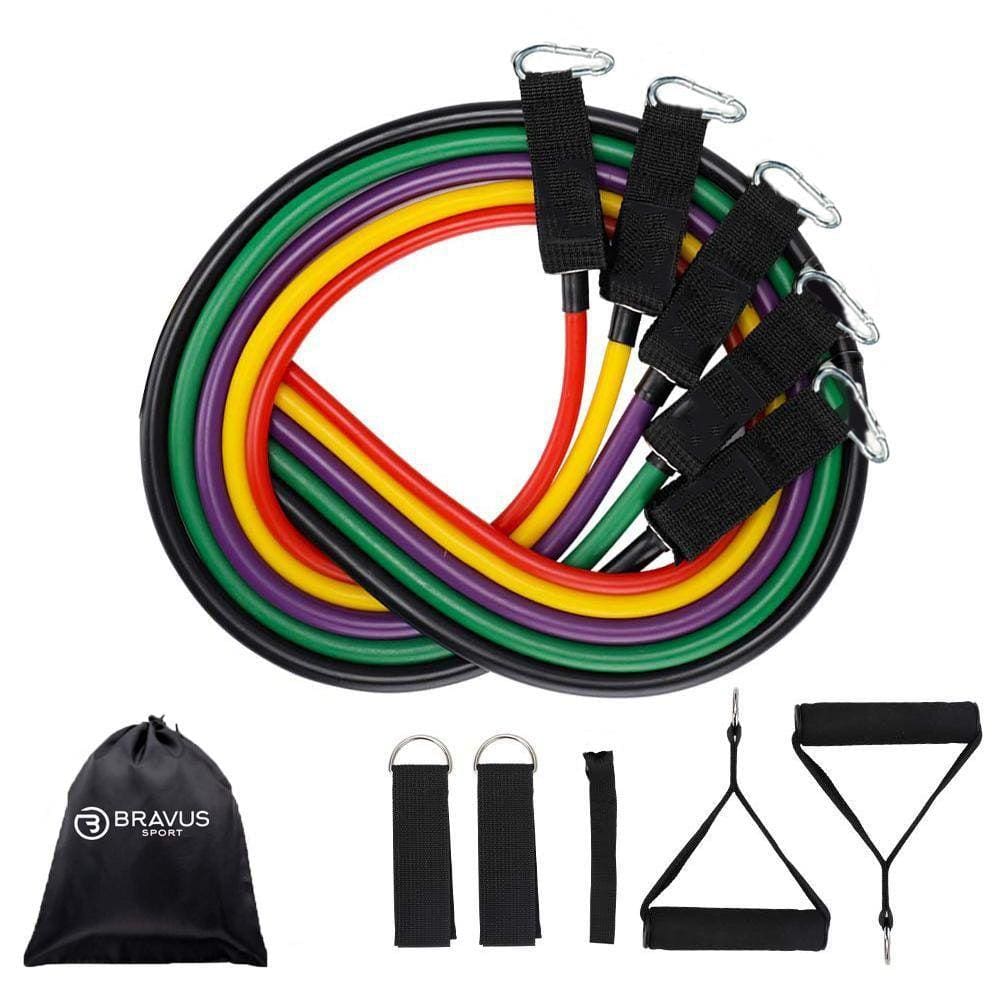 Kit Elástico Extensor Tubing Pro 11 Peças Bravus Sport