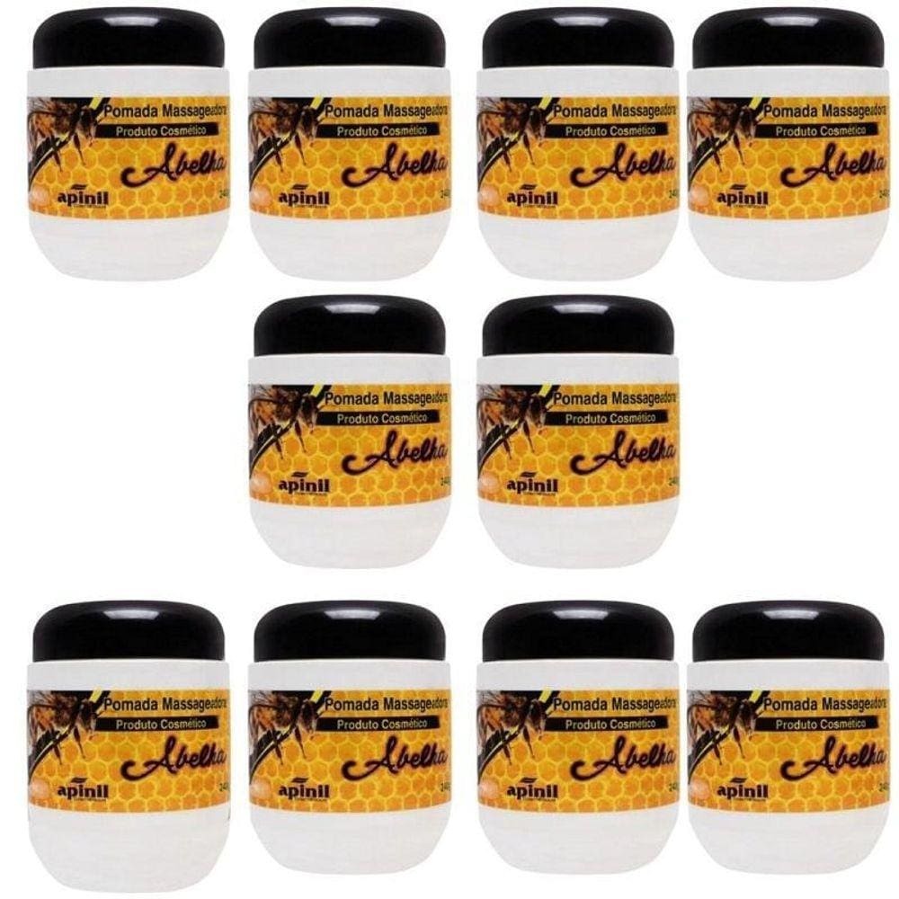 Revenda 10 Pomadas Massageadora Abelha 240G Apinil Revenda