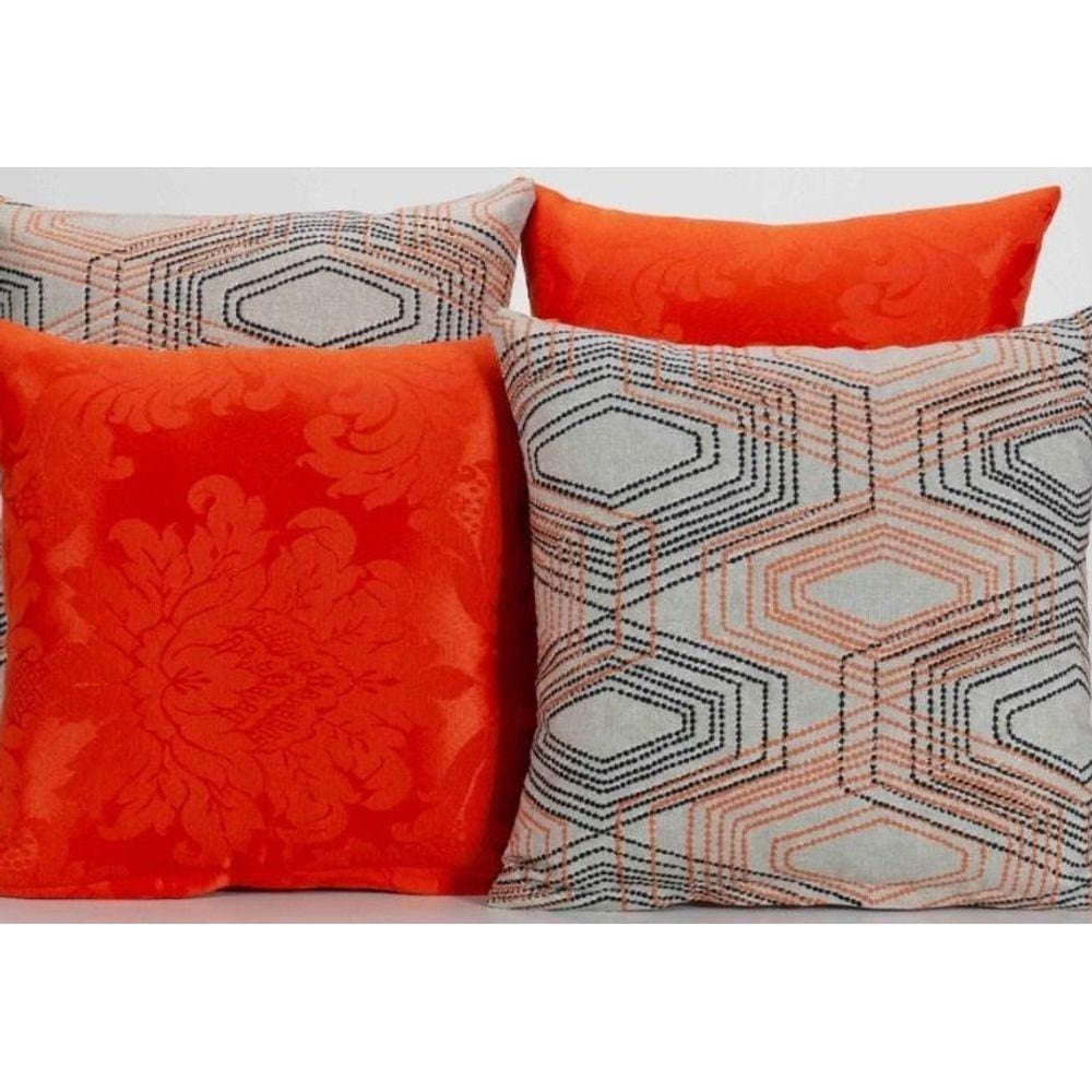 Kit 4 Almofadas Decorativas Para Sofá Estampa Laranja