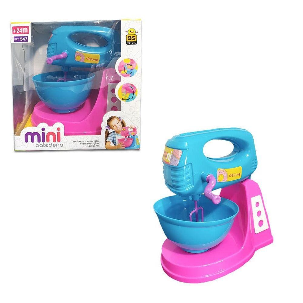 Mini Batedeira De Brinquedo Azul Deluxe Infantil - Bs Toys