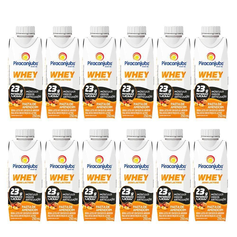 Piracanjuba Whey 0Lactose Pastadeamendoin Kit Com 12Un 250Ml