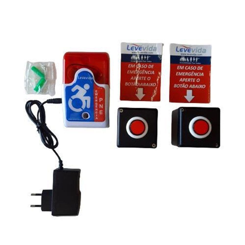 Alarme Audiovisual Para Banheiro Pne Sem Fio Com 2 Botoeira