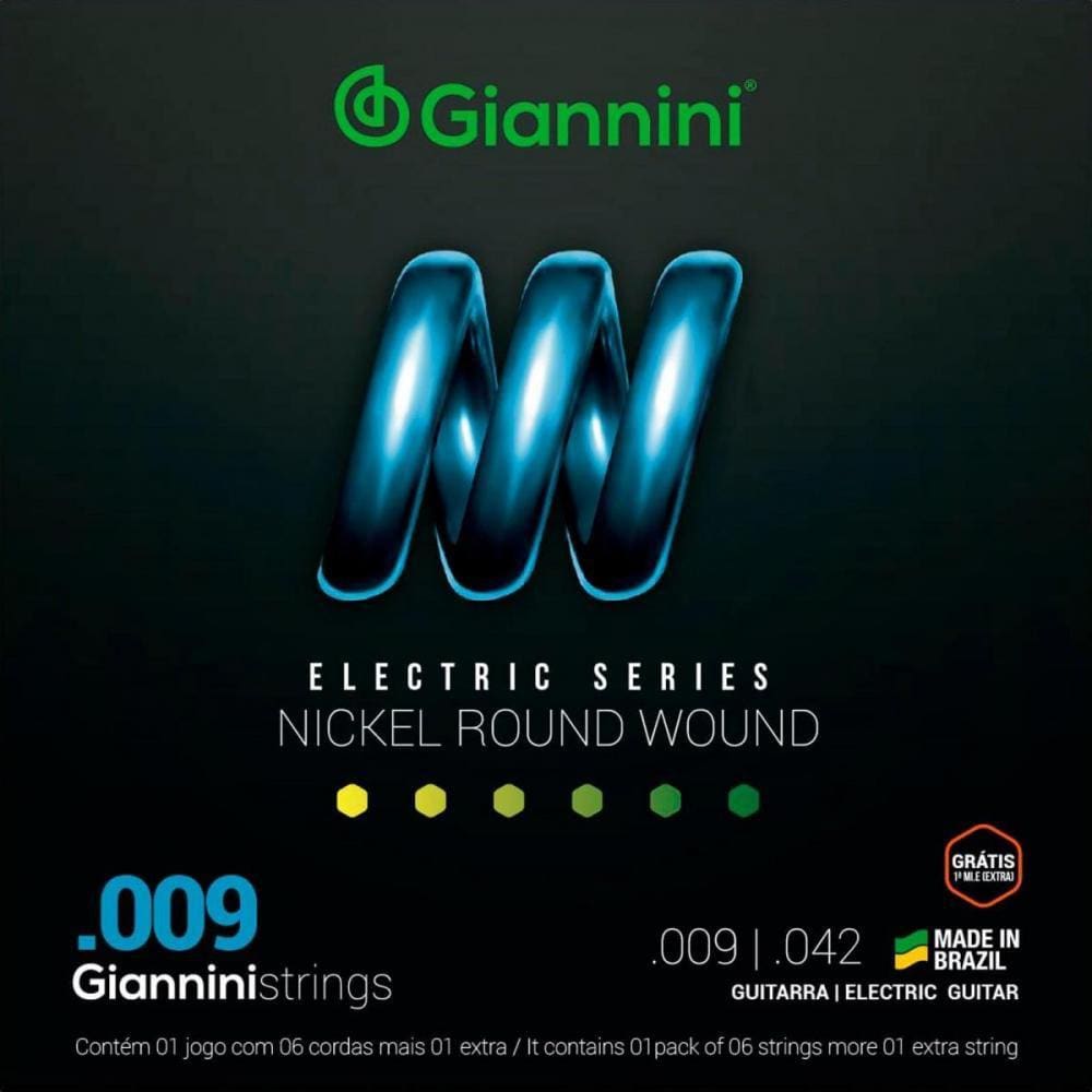 Kit 5 Encordoamento Guitarra Giannini Geegst.9 Nickel