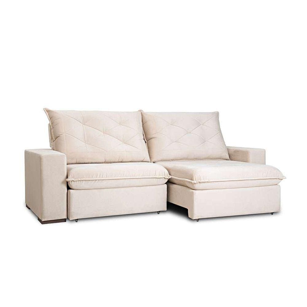 sofá 3 lugares retrátil e reclinável living premier veludo marfim 230 cm