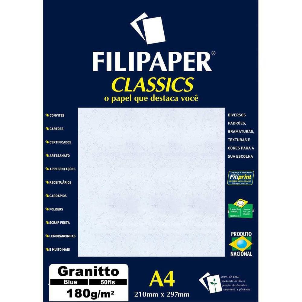 Papel A4 Granito Azul 180G.