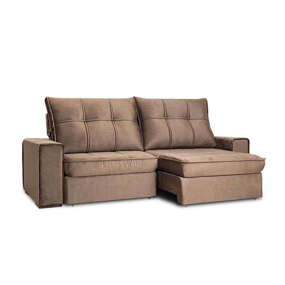 sofá 4 lugares retrátil e reclinável living versalhes veludo tabaco 250 cm
