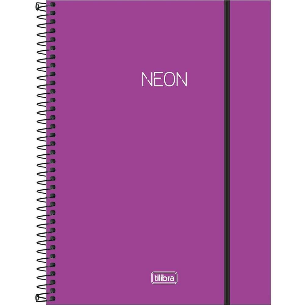 Caderno Espiral Capa Plástica 1 Matéria Neon Lilás Tilibra
