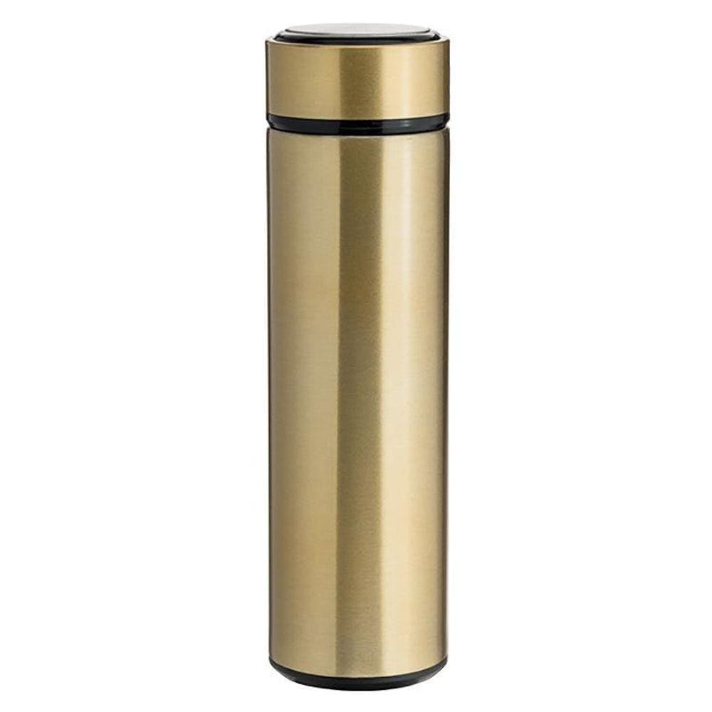 Garrafa Térmica Inteligente Medidor Temperatura Inox Dourada
