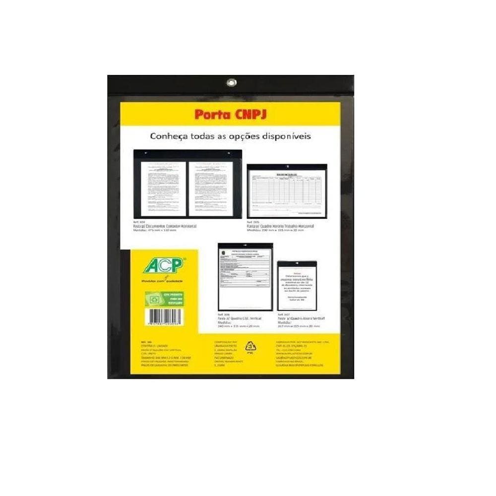 Porta Cnpj Vertical Acp 240Mm X 315Mm - Pt Com 10 Un.