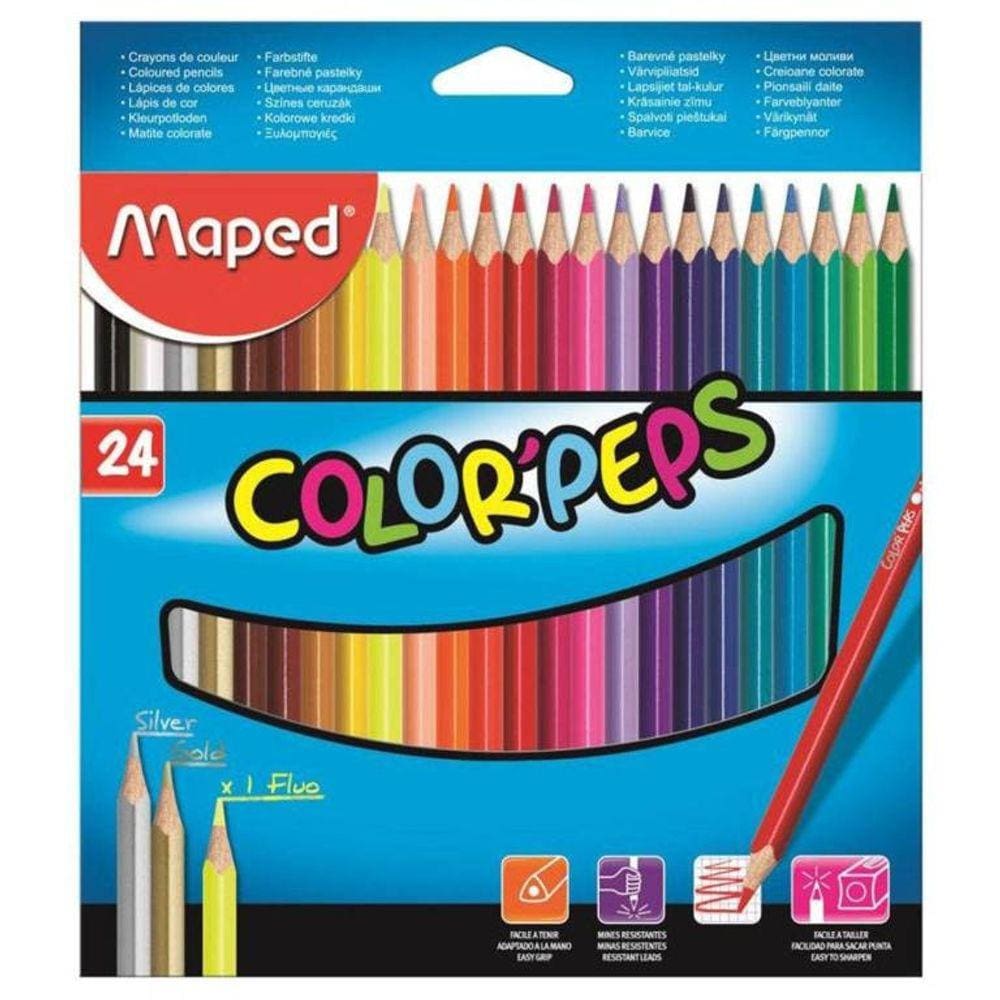 Lapis De Cor Triangular Maped Color Pets - 24 Cores