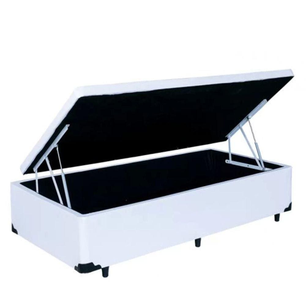 Cama Box Baú Solteiro Branco 88x188 Cor:Branco Cor:Branco