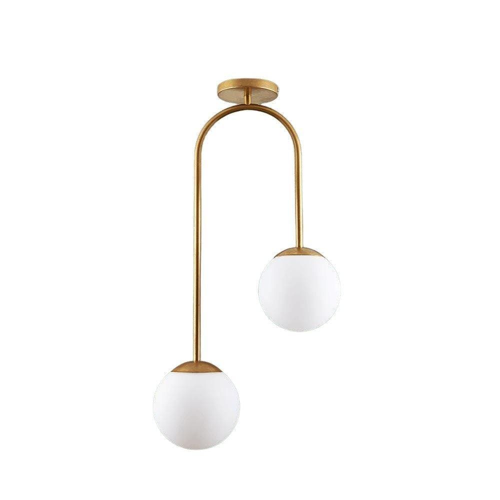 Lustre Plafon Flórida Startec 2 Lâmp Dourado Alumínio Vidro