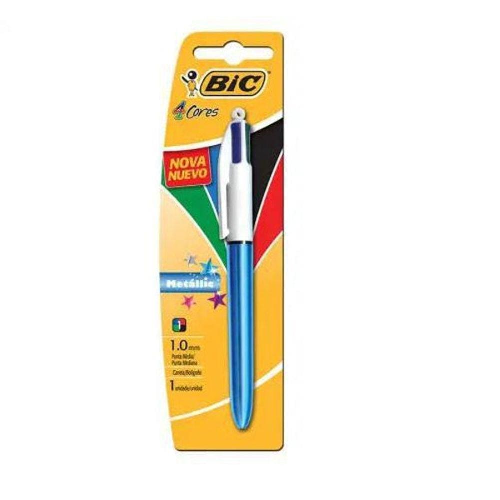 Caneta Esferografica Bic 4 Cores Metalica Azul 1.0Mm