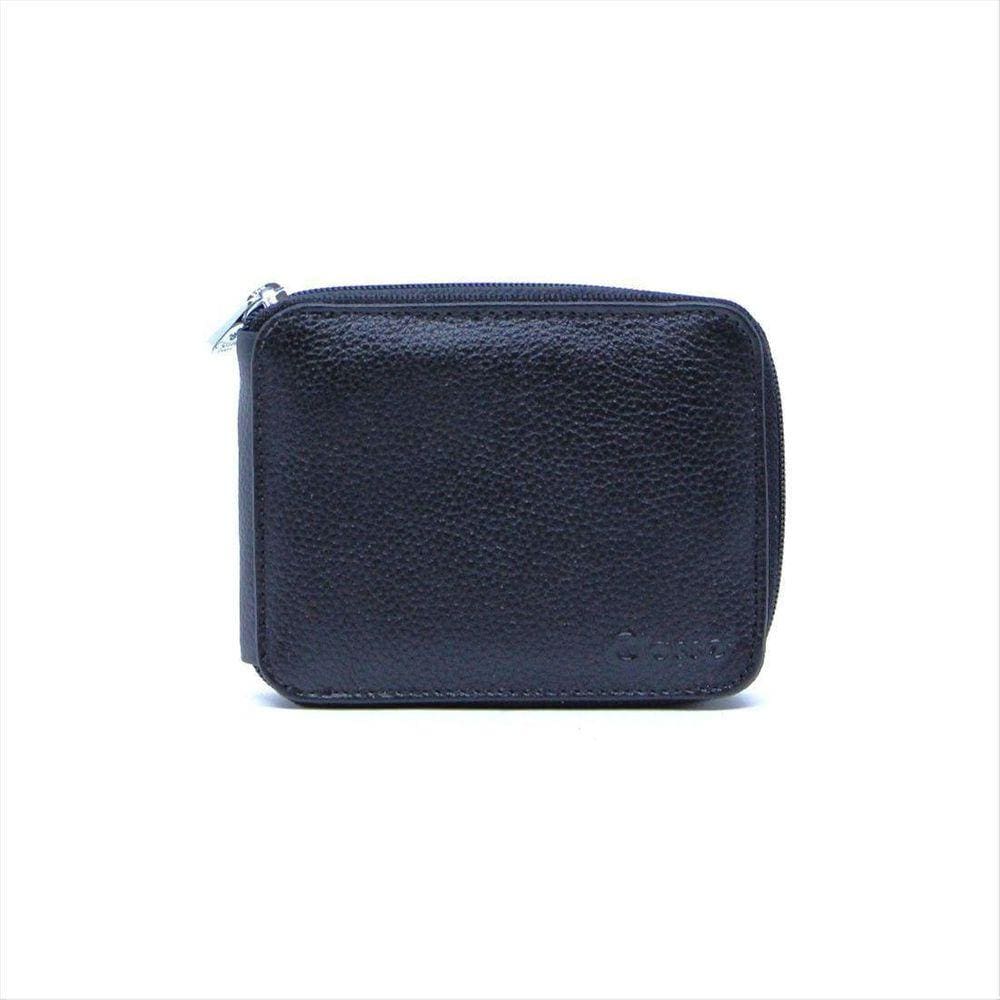 Carteira Masculina Em Zíper Classe Couro 091-0 Cb17 Preta