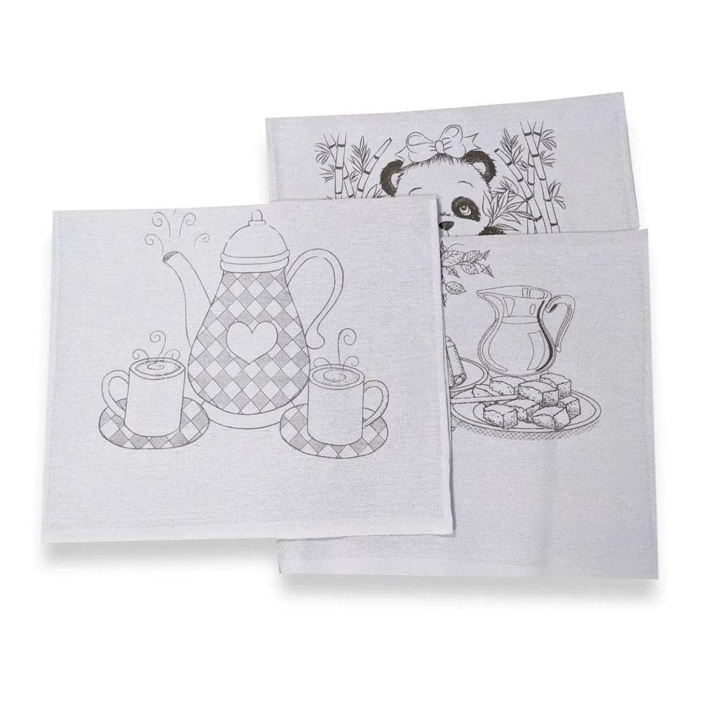 Kit Pano De Prato Com Bainha Riscado 67X41 - 25 Unidades