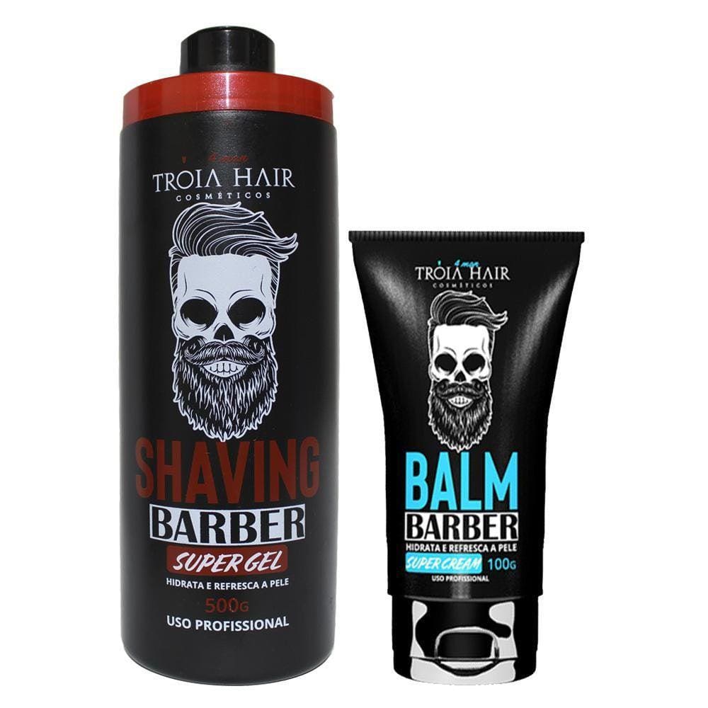 Gel De Barbear Shaving + Balm Tróia Hair Refresca E Hidrata