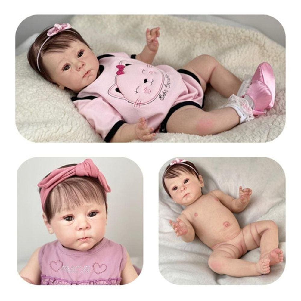 Boneca bebe reborn realista de silicone npk 50cm manuela 1500067459