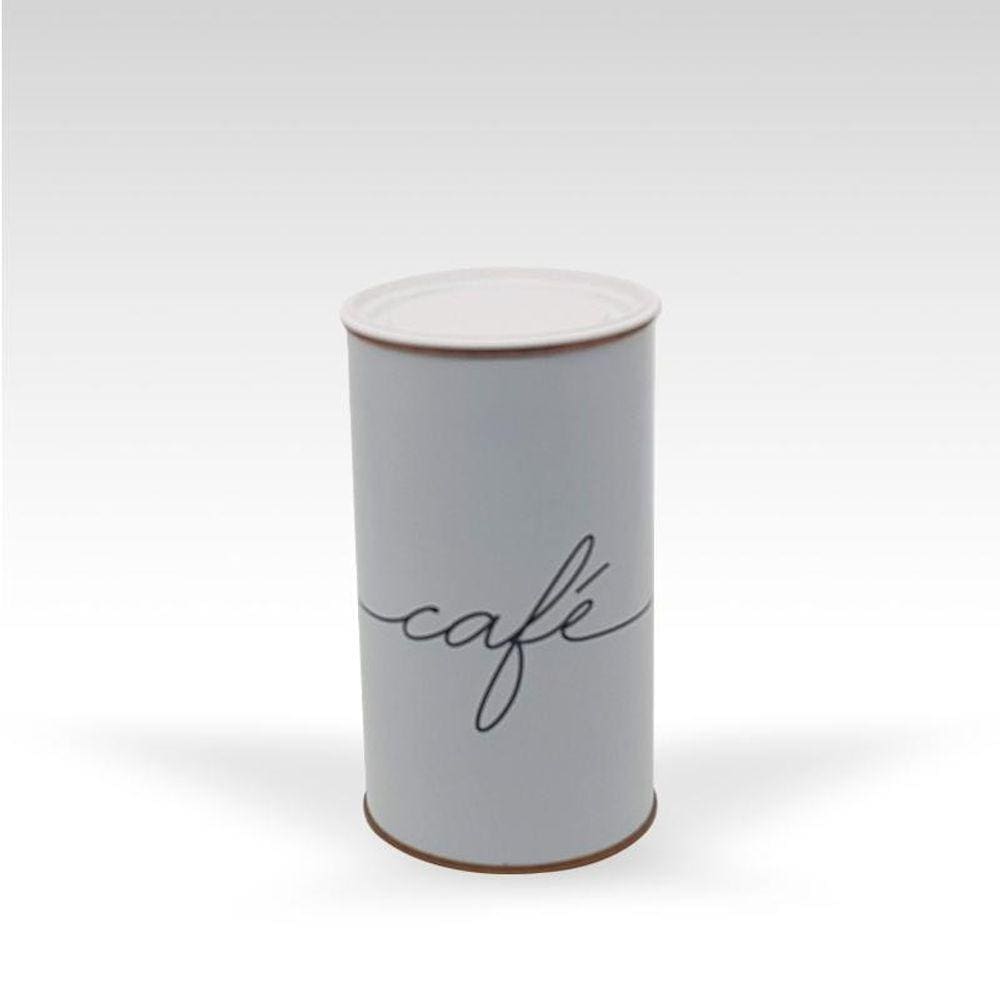 Lata Branca Café Cursiva Porta Mantimento Linda 500Grs Capac