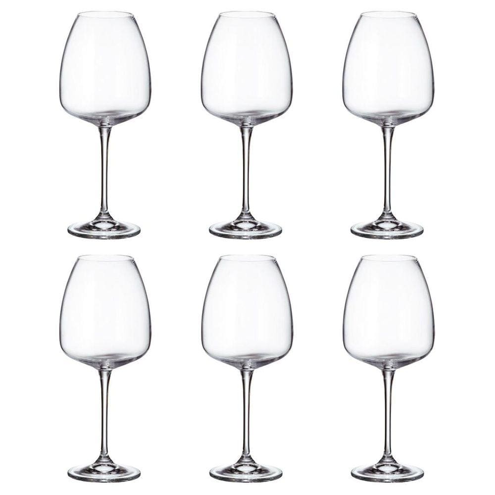 Jogo 6 Taças De Cristal Para Vinho Tinto 610Ml Anser Bohemia