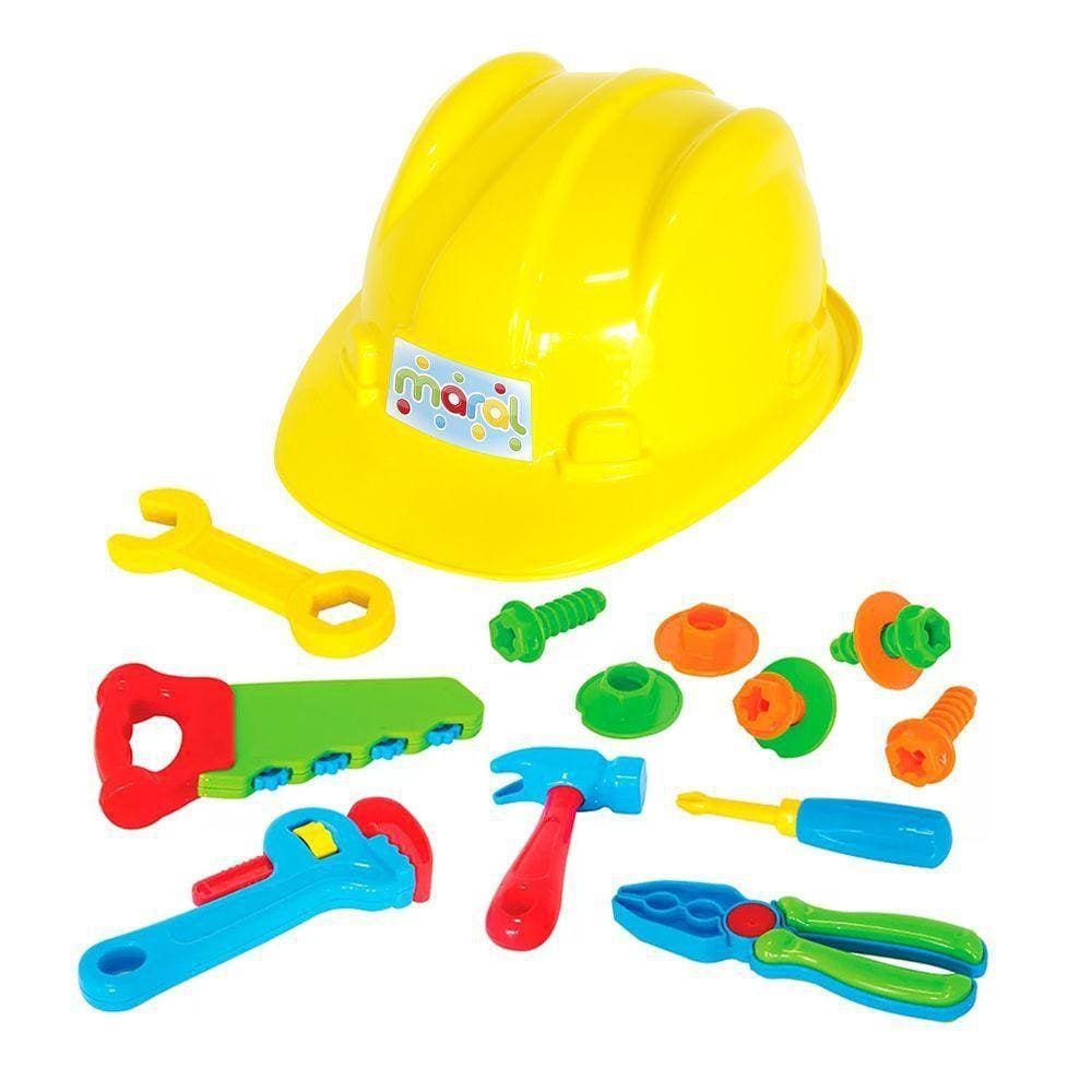 Conjunto De Ferramentas De Brinquedo Com Capacete 15 Peças