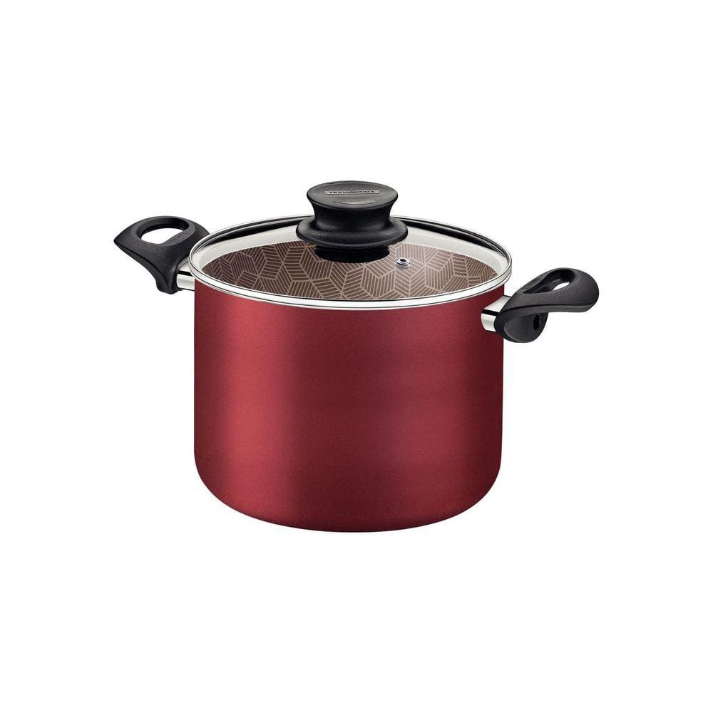 Caldeirão Tramontina Paris Antiaderente Starflon Max Vermelho com Tampa de Vidro 28 cm 11,8 L Tramontina